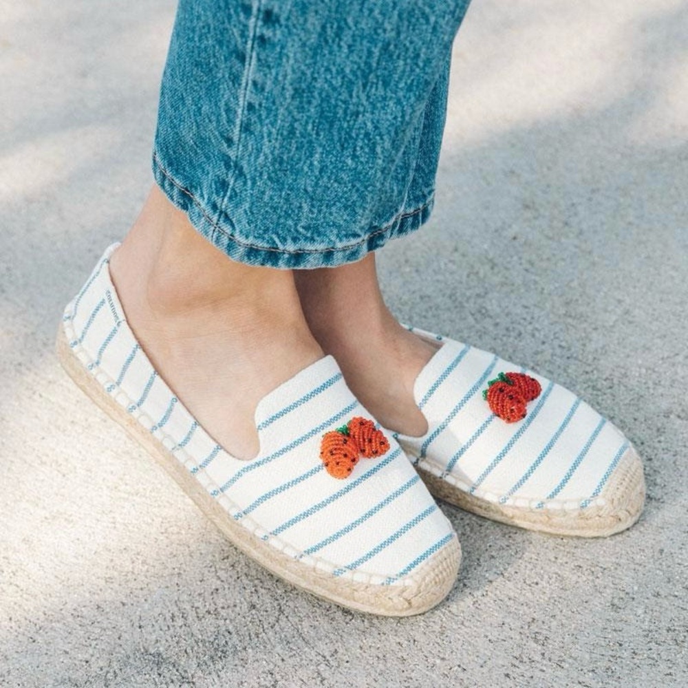 Soludos Strawberry Stripes Platform Espadrille Size 5.5